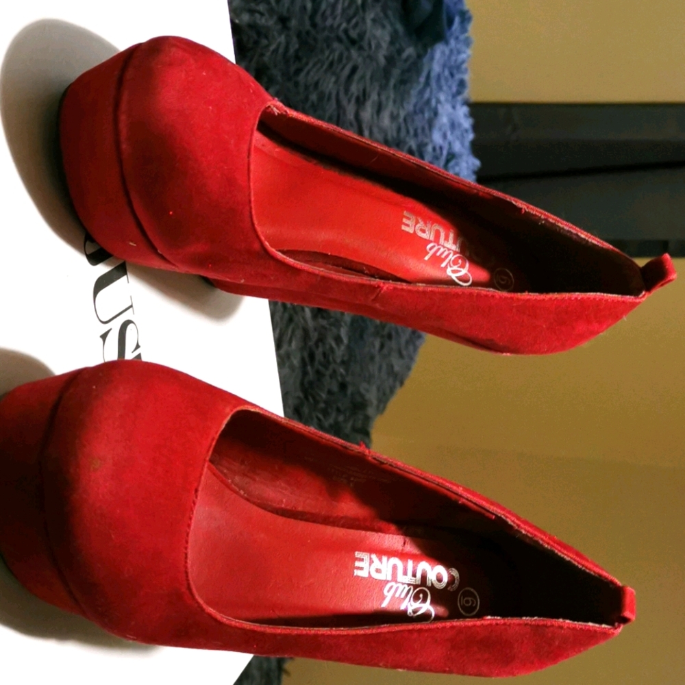 club couture wedge heels red velvet
